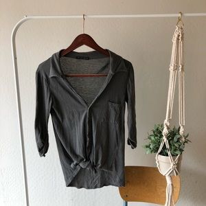 Brandy Melville Grey Button Up Shirt